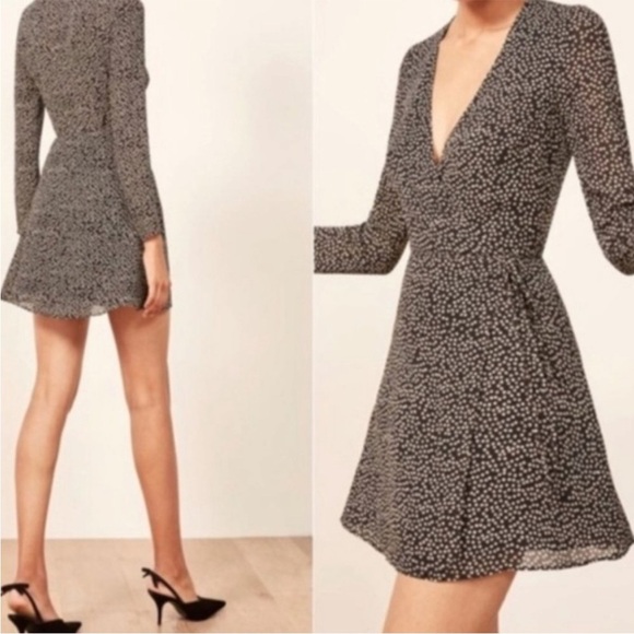 REFORMATION Gjelina Long Sleeve Wrap Mini Dress Size Small - Picture 2 of 9